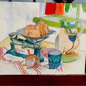 Watercolor still life on stock